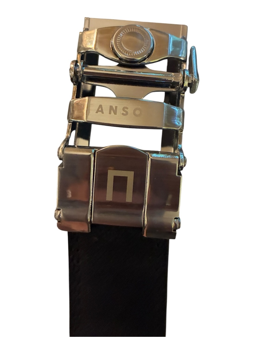 Anson Belt & Buckle Traditional Silver Ratchet Belt Adjustable 1.25" Leather